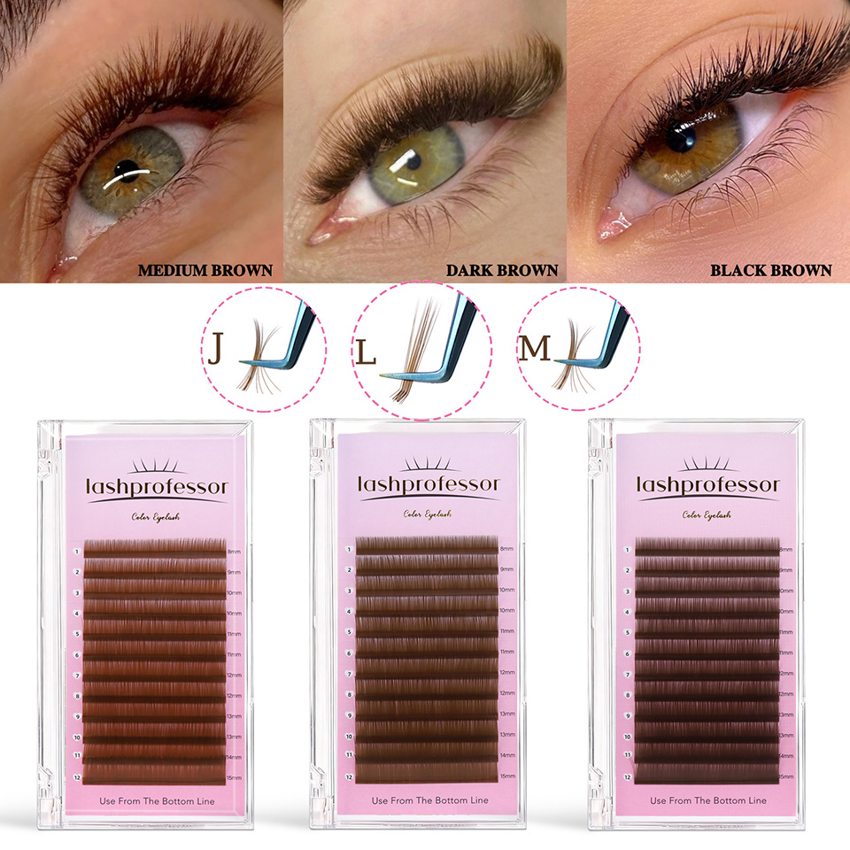 Eyelash Extension Russian - Lashprofessor J L M Curl Kahverengi